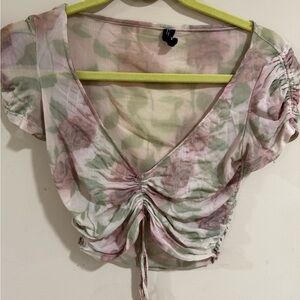 Floral mesh crop top